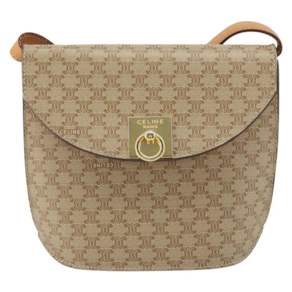 Celine Vintage Macadam Canvas Beige Canvas Shoulder Bag Bag